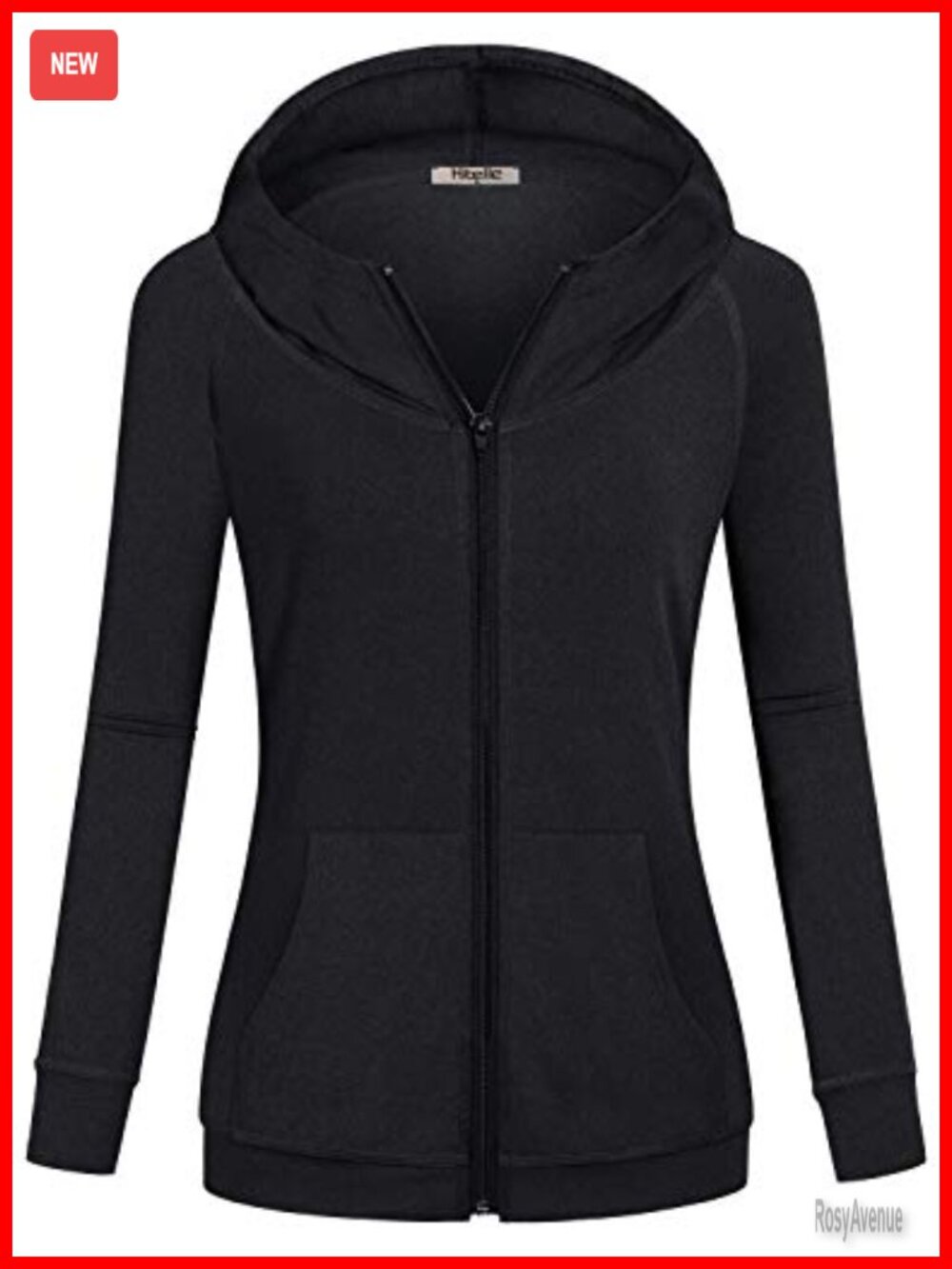 Hibelle Full-Zip Fleece Lined Hoodie with Pockets, Women's Loose Fit